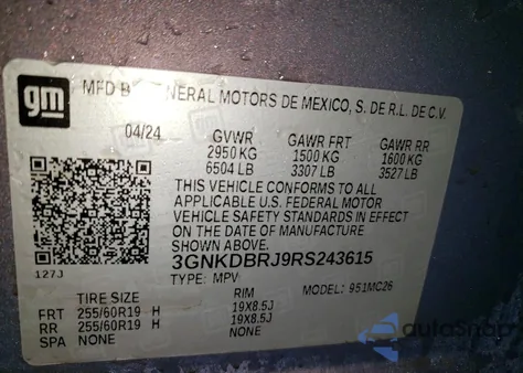 2024 Chevrolet Blazer 2Lt z USA, uszkodzony, nr VIN 3GNKDBRJ9RS243615